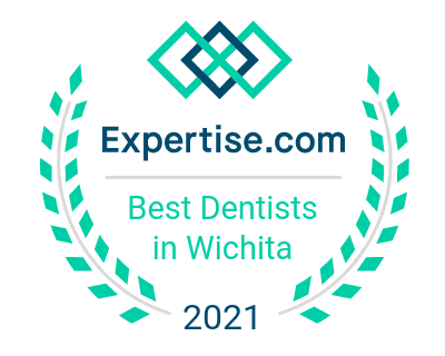 Derby Dental Care's award from Expertise.com as Best Dentists in Wichita 2021, showcasing excellence.